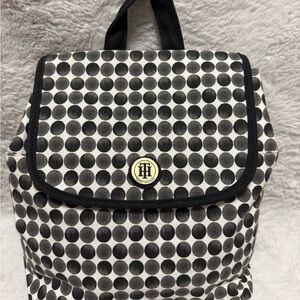 Tommy Hilfiger Black & White Polka Dot Canvas Backpack